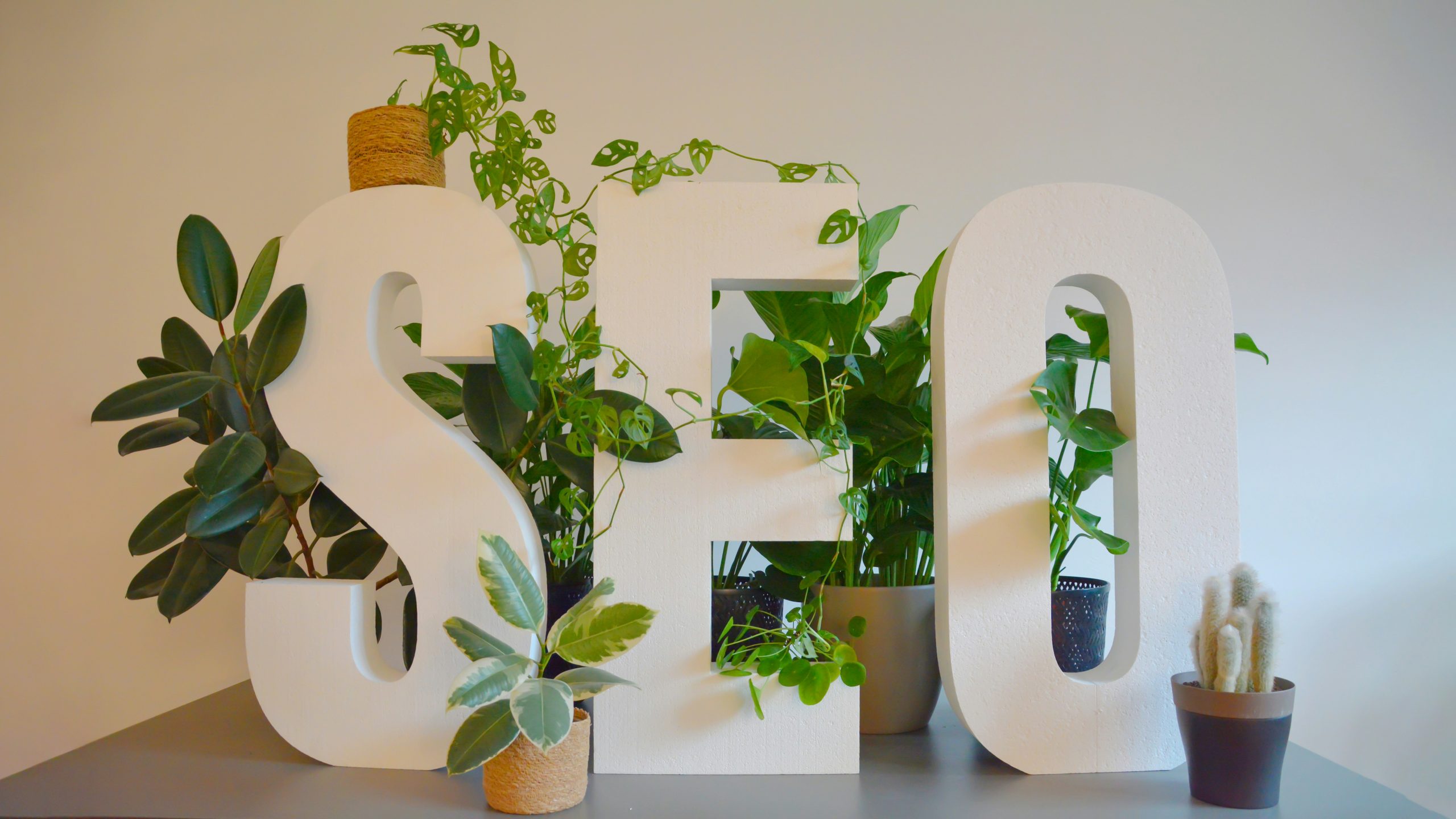 Lettres blanches du sigle SEO